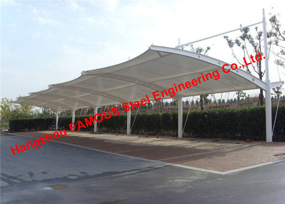 Chine Couverture structurelle incurvée de toit de tissu de Tention PVDF de stationnement de voiture de membrane de tension certifiée par norme de l'Europe fournisseur
