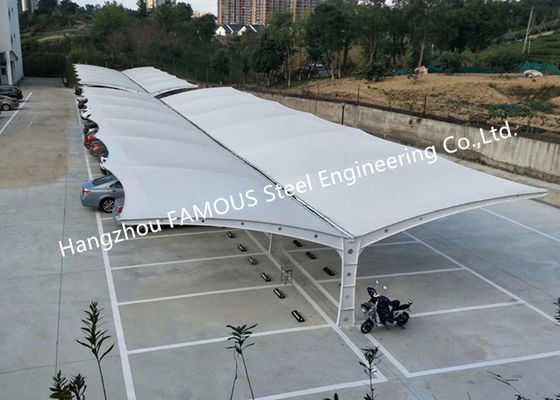 Chine Abri en porte-à-faux de stationnement de pente de toit de structure en acier extérieure simple de membrane fournisseur