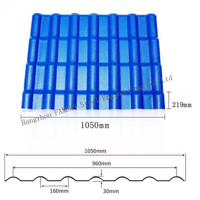le poids léger de matériaux de construction de 2.5mm a isolé Asa Synthetic Resin Roof Tile 0