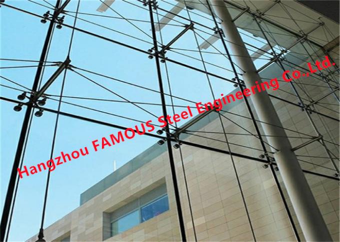 Le point en verre en aluminium de mur rideau de structure métallique a fixé les bâtiments vitrés d'araignée 0